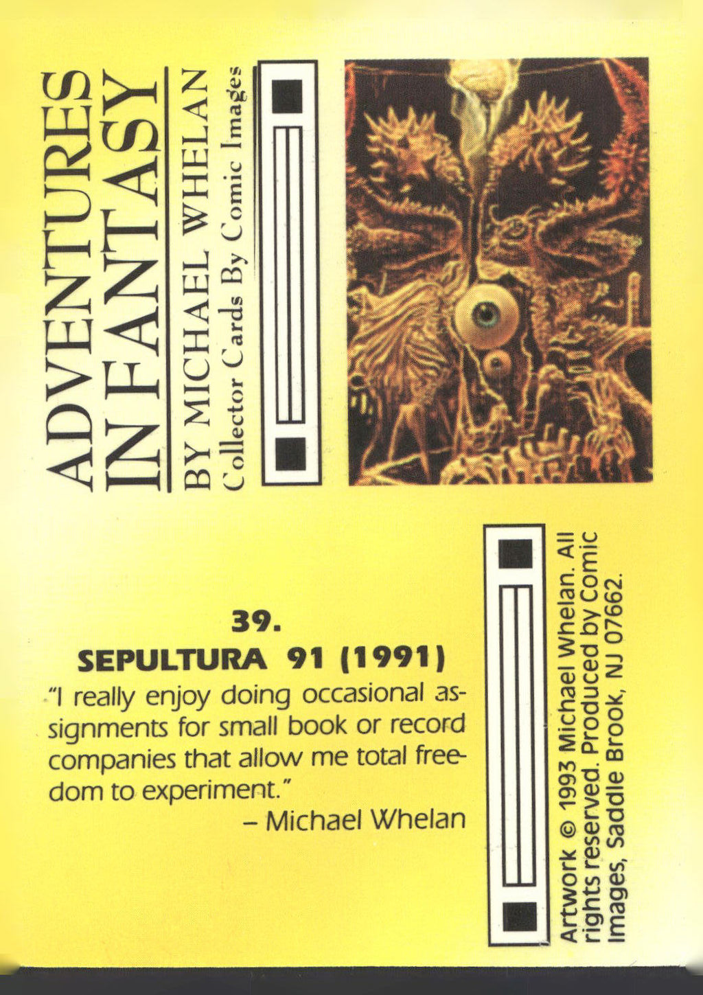 1993 Comic Images Michael Whelan Adventures in Fantasy #39 Sepultura