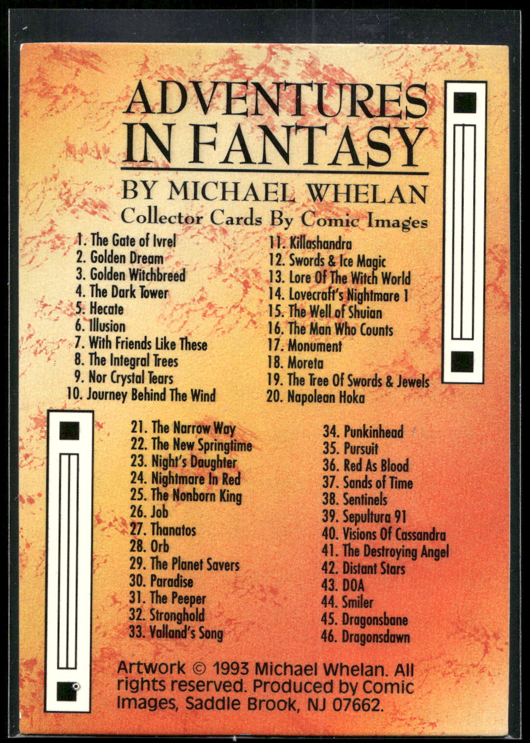 1993 Comic Images Michael Whelan Adventures in Fantasy #90 Checklist