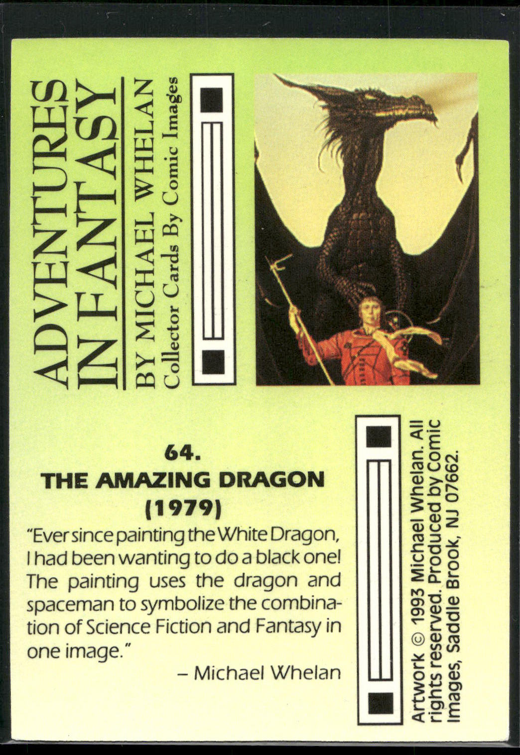 1993 Comic Images Michael Whelan Adventures in Fantasy #64 The Amazing Dragon