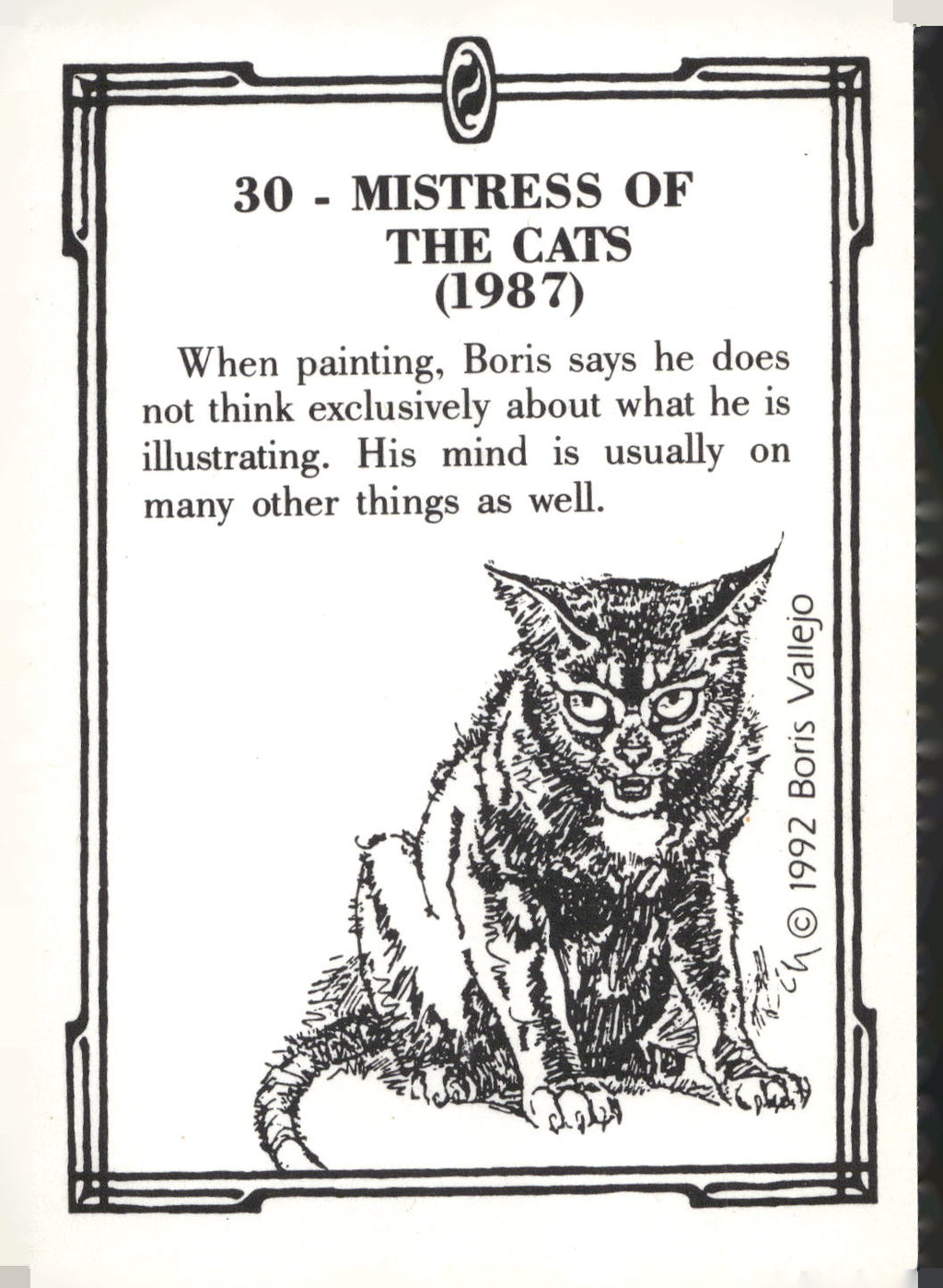 1992 Comic Images Boris Series 2: The Fantasy Continues #30 Mistress of the Cats