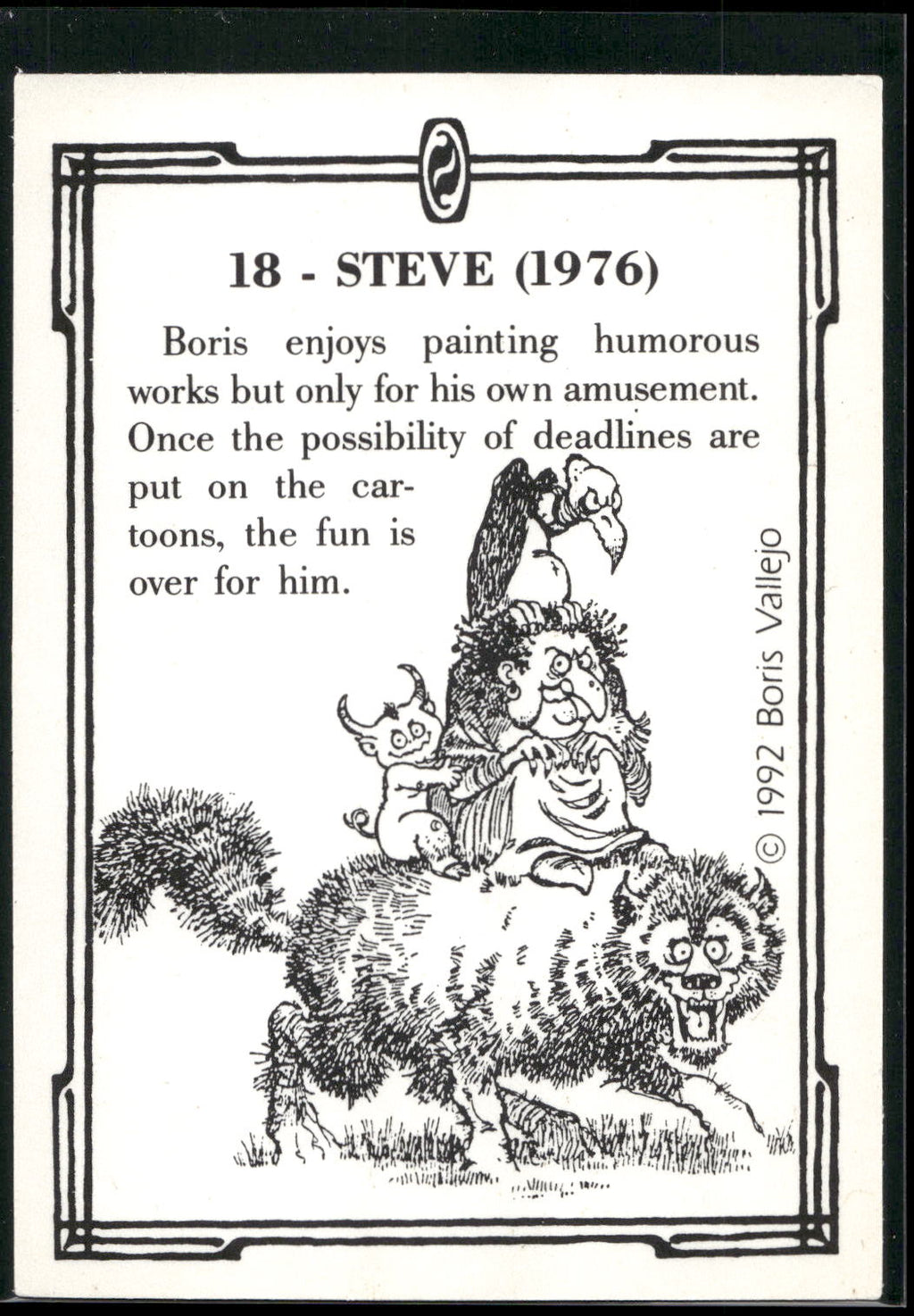 1992 Comic Images Boris Series 2: The Fantasy Continues #18 Steve