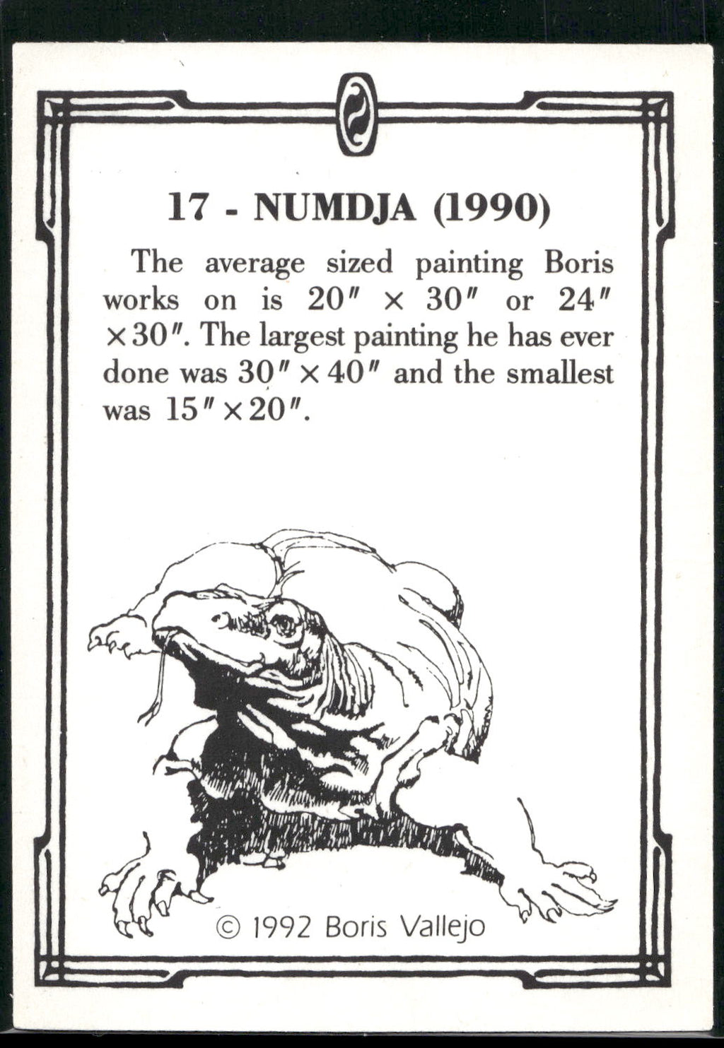 1992 Comic Images Boris Series 2: The Fantasy Continues #17 Numdja