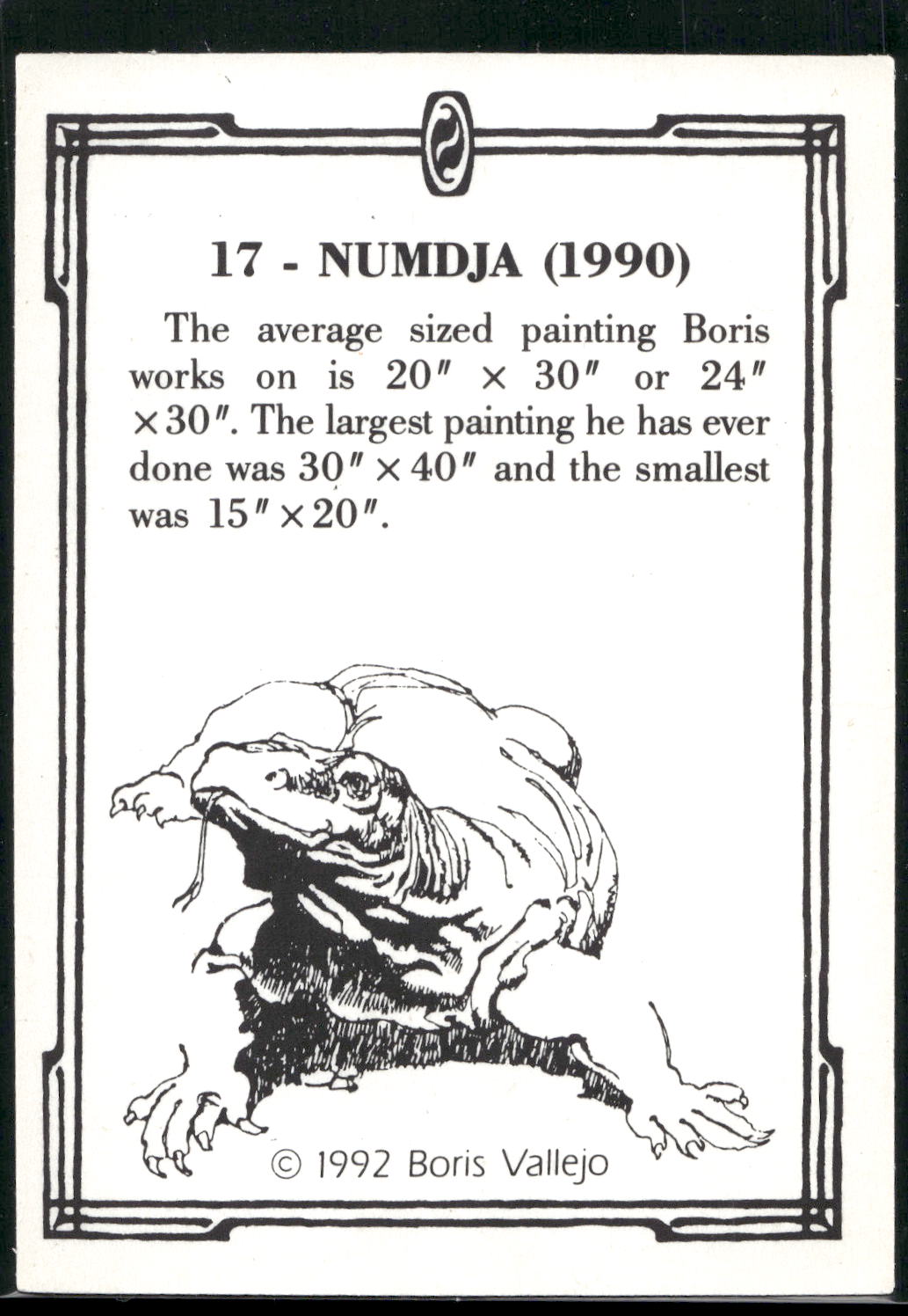 1992 Comic Images Boris Series 2: The Fantasy Continues #17 Numdja