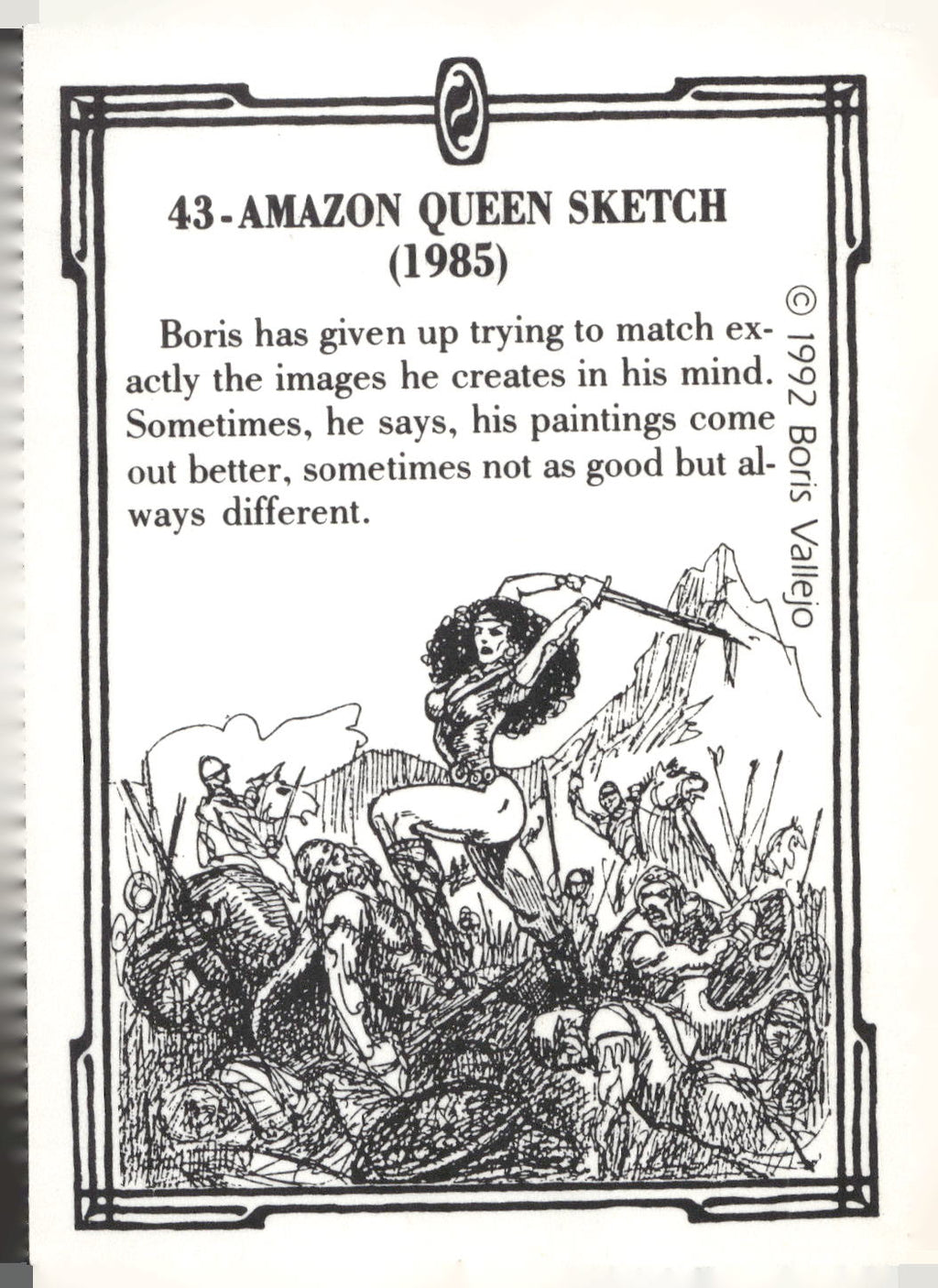 1992 Comic Images Boris Series 2: The Fantasy Continues #43 Amazon Queen Sketch