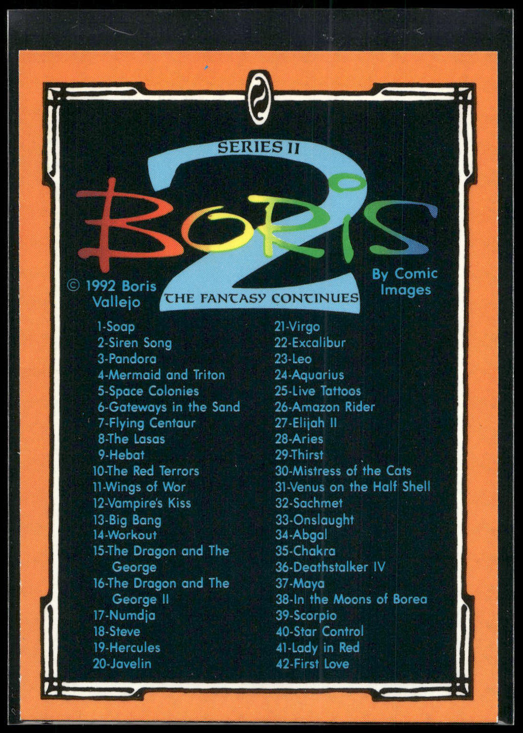 1992 Comic Images Boris Series 2: The Fantasy Continues #NNO Checklist