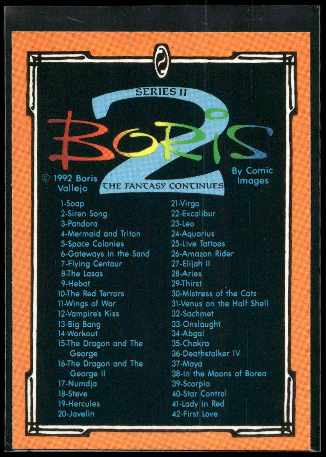 1992 Comic Images Boris Series 2: The Fantasy Continues #NNO Checklist