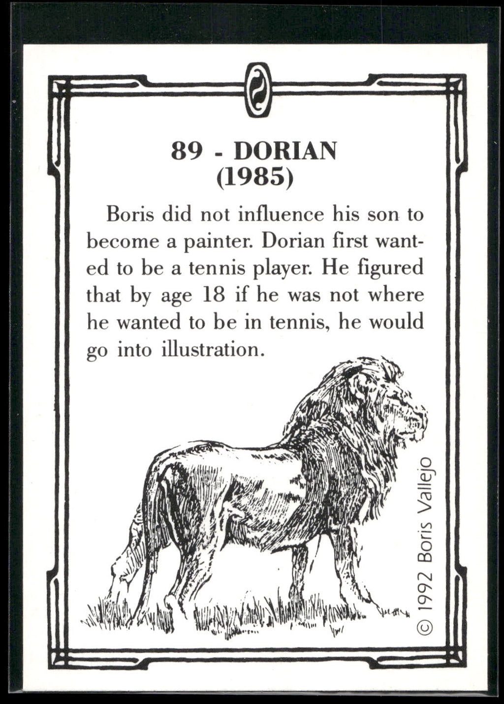 1992 Comic Images Boris Series 2: The Fantasy Continues #89 Dorian