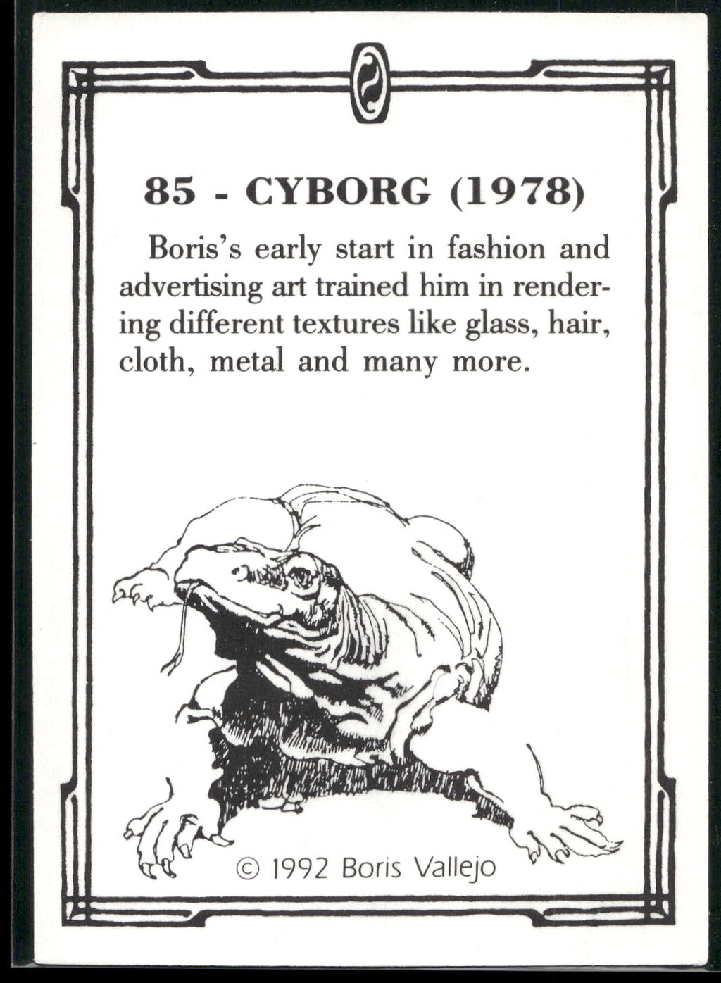 1992 Comic Images Boris Series 2: The Fantasy Continues #85 Cyborg