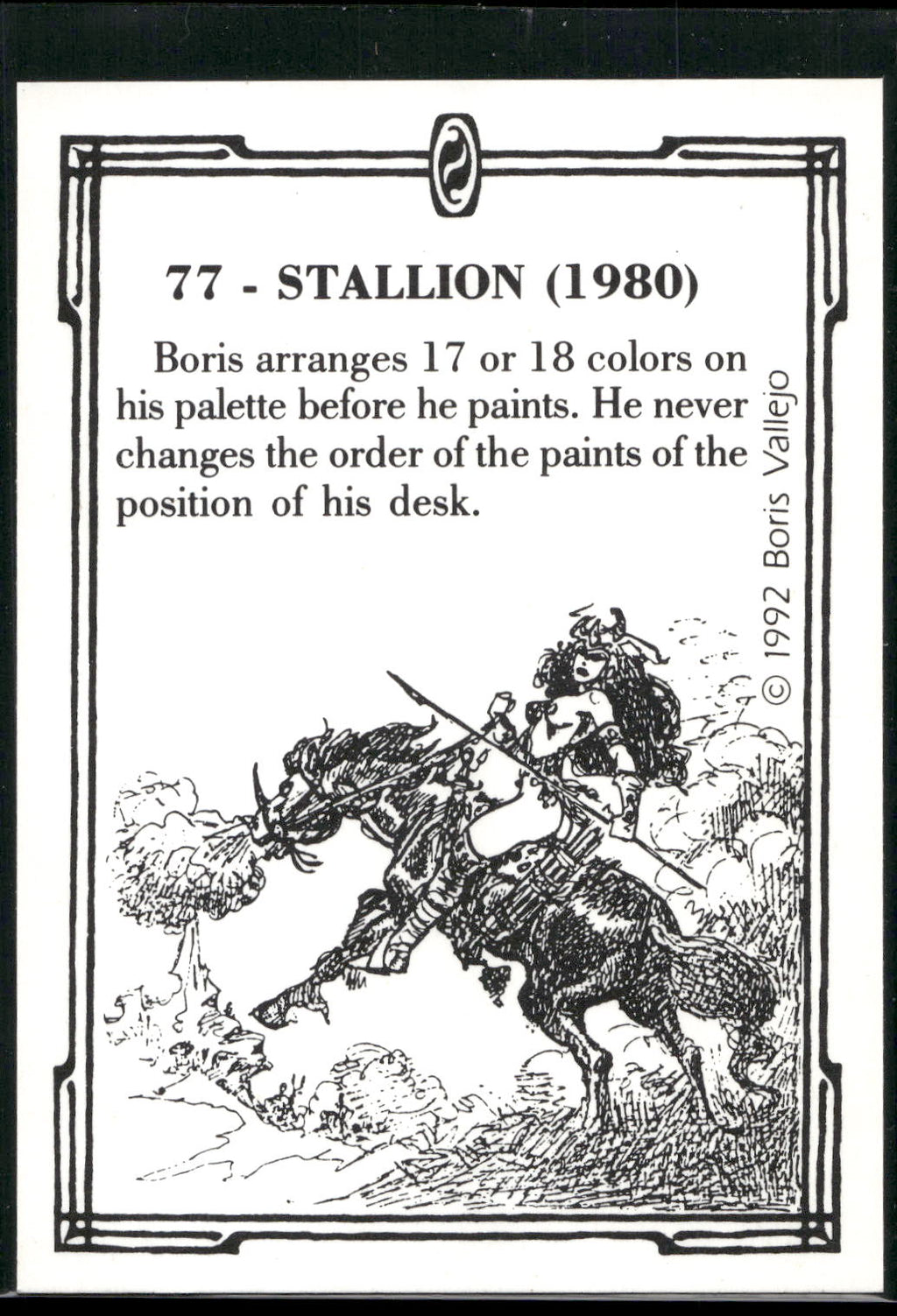 1992 Comic Images Boris Series 2: The Fantasy Continues #77 Stallion
