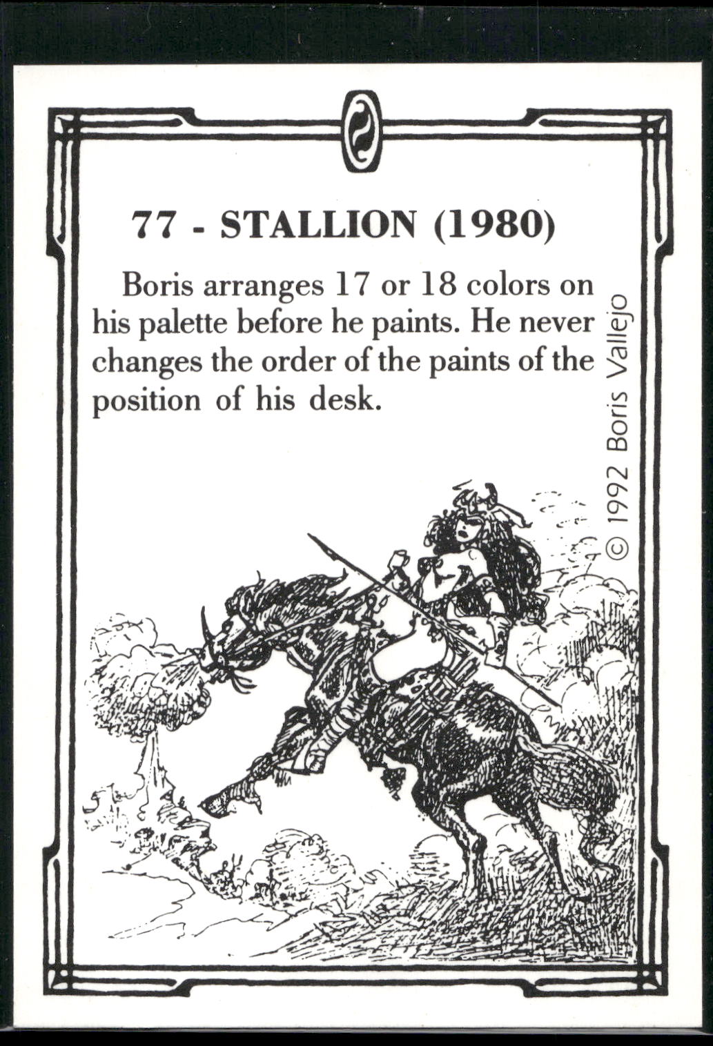 1992 Comic Images Boris Series 2: The Fantasy Continues #77 Stallion