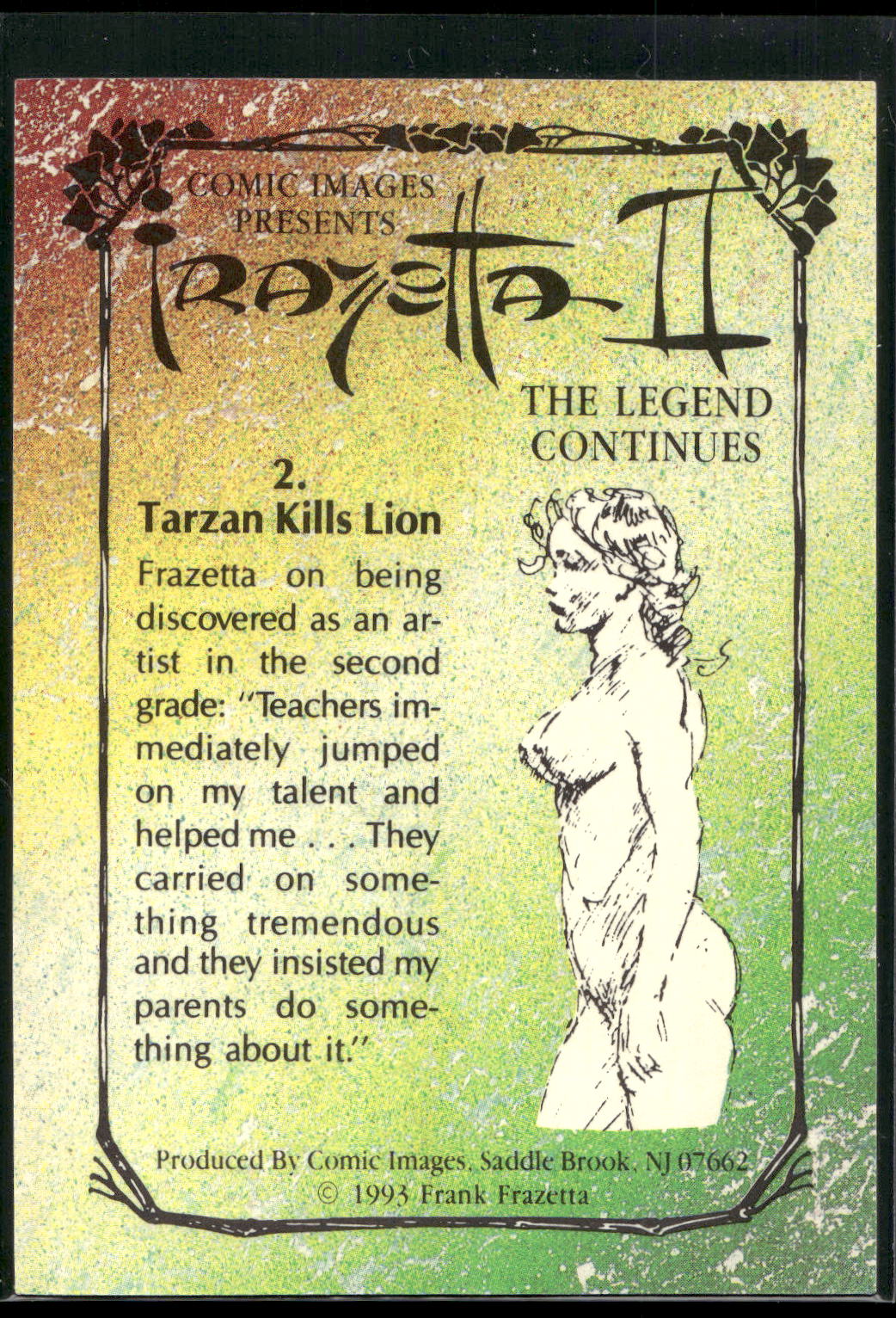 1993 Comic Images Frazetta II The Legend Continues #2 Tarzan Kills Lion
