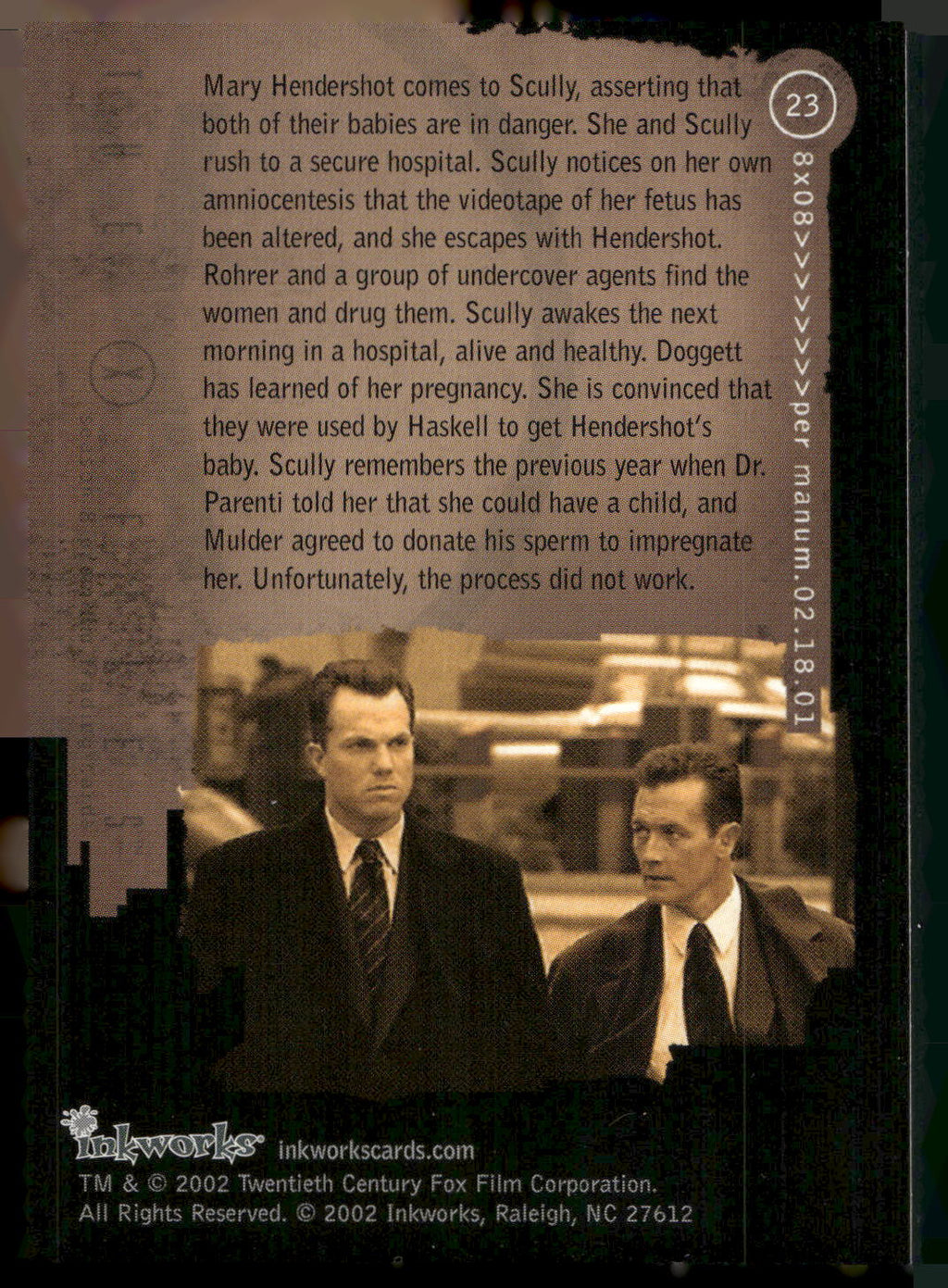 2002 Inkworks X-Files Season 8 #23 8x08 Per Manum
