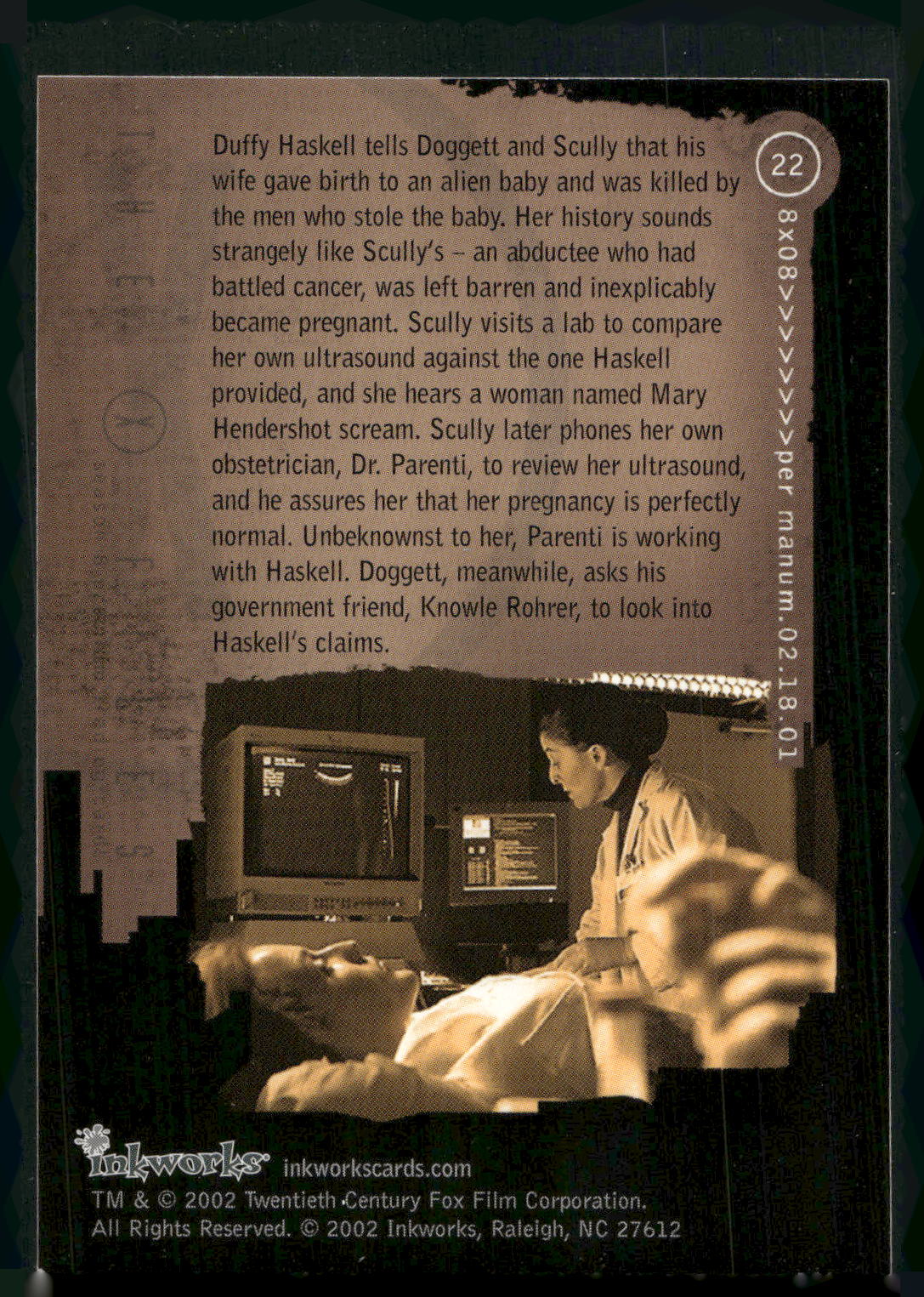 2002 Inkworks X-Files Season 8 #22 8x08 Per Manum