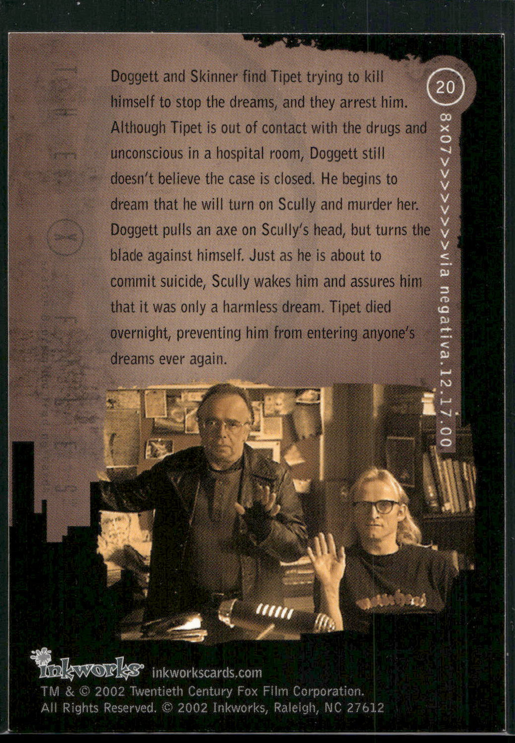 2002 Inkworks X-Files Season 8 #20 8x07 Via Negativa