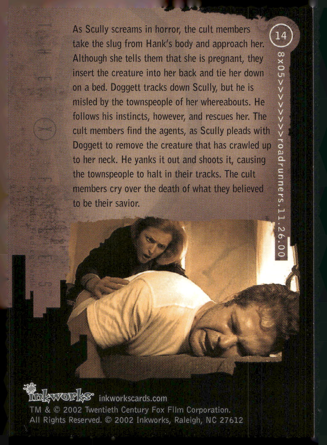 2002 Inkworks X-Files Season 8 #14 8x05 Roadrunners