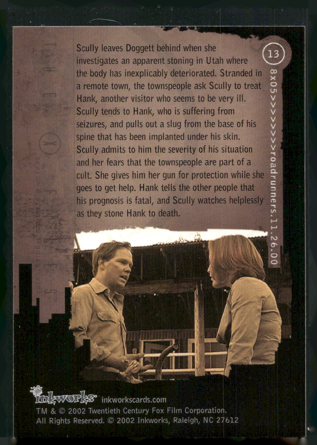 2002 Inkworks X-Files Season 8 #13 8x05 Roadrunners