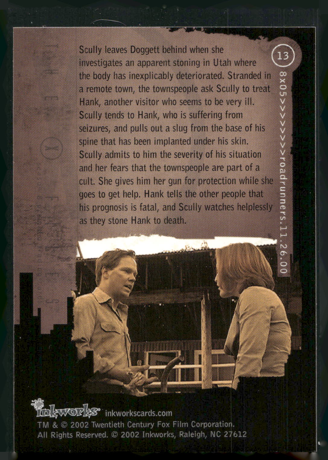 2002 Inkworks X-Files Season 8 #13 8x05 Roadrunners
