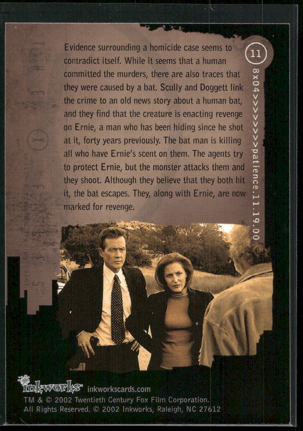 2002 Inkworks X-Files Season 8 #11 8x04 Patience