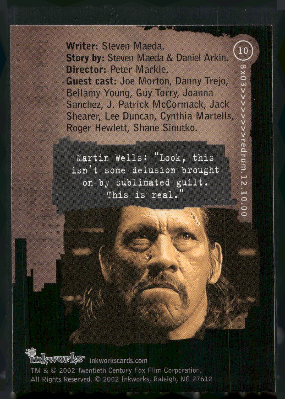 2002 Inkworks X-Files Season 8 #10 8x03 Redrum