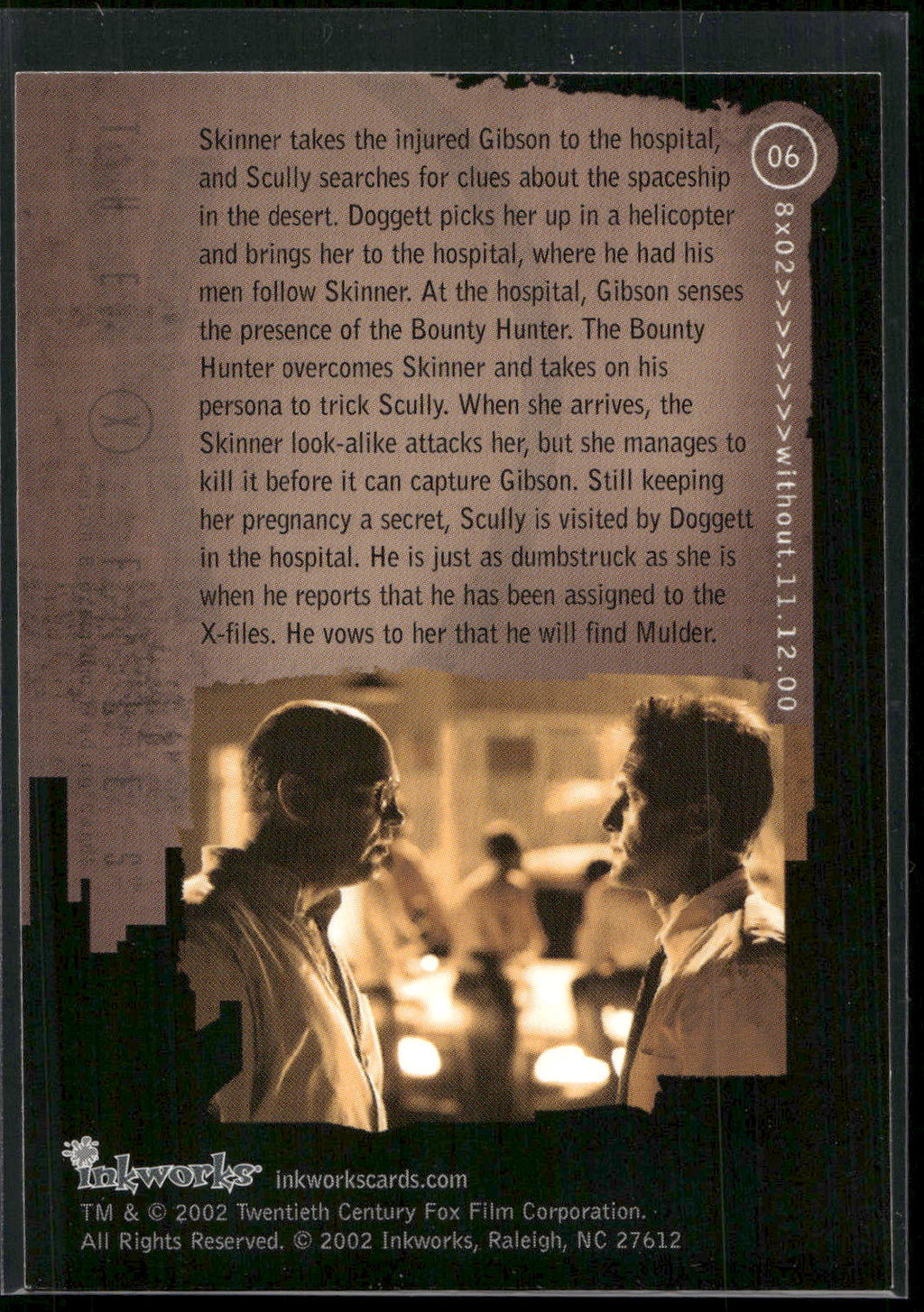 2002 Inkworks X-Files Season 8 #6 8x02 Without