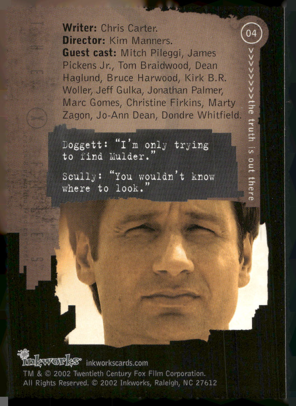 2002 Inkworks X-Files Season 8 #4 8x01 Within