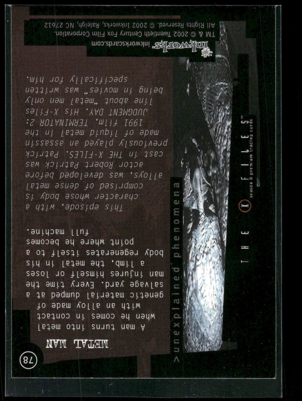 2002 Inkworks X-Files Season 8 #78 Metal Man
