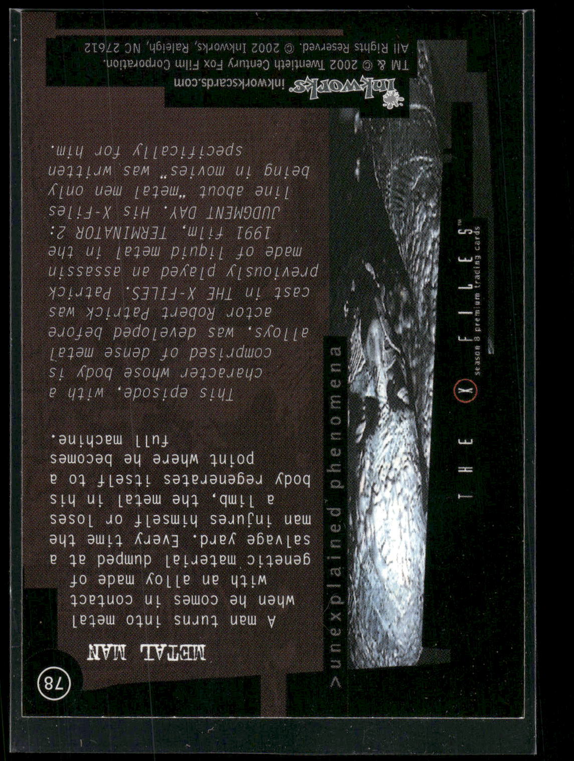 2002 Inkworks X-Files Season 8 #78 Metal Man