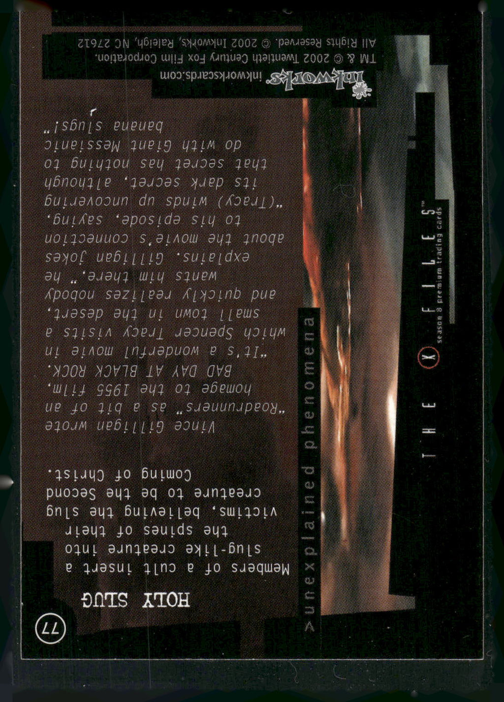 2002 Inkworks X-Files Season 8 #77 Holy Slug