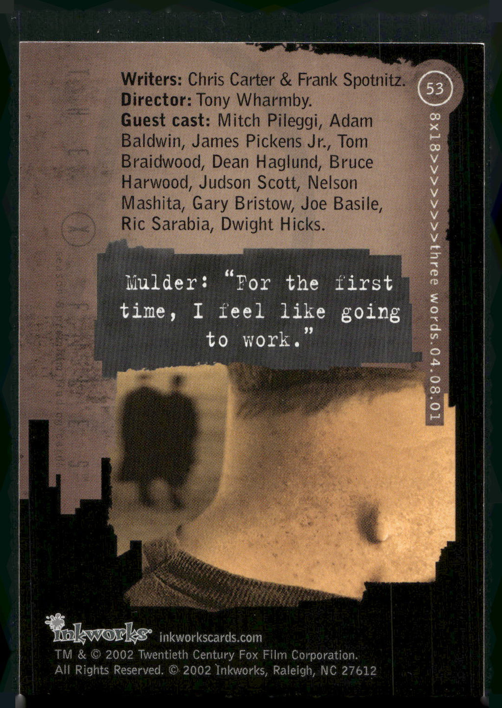 2002 Inkworks X-Files Season 8 #53 8x18 Three Words