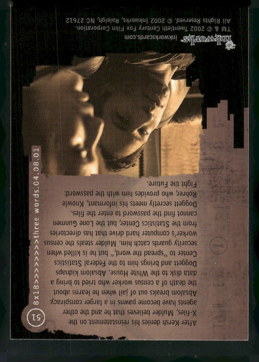 2002 Inkworks X-Files Season 8 #51 8x18 Three Words