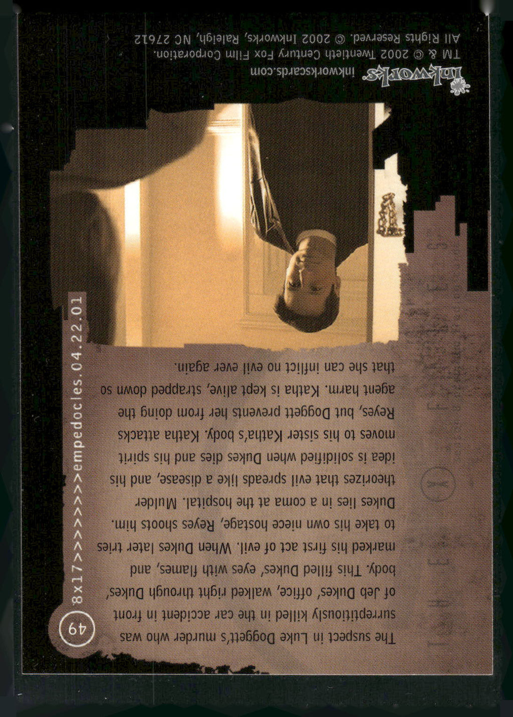 2002 Inkworks X-Files Season 8 #49 8x17 Empedocles