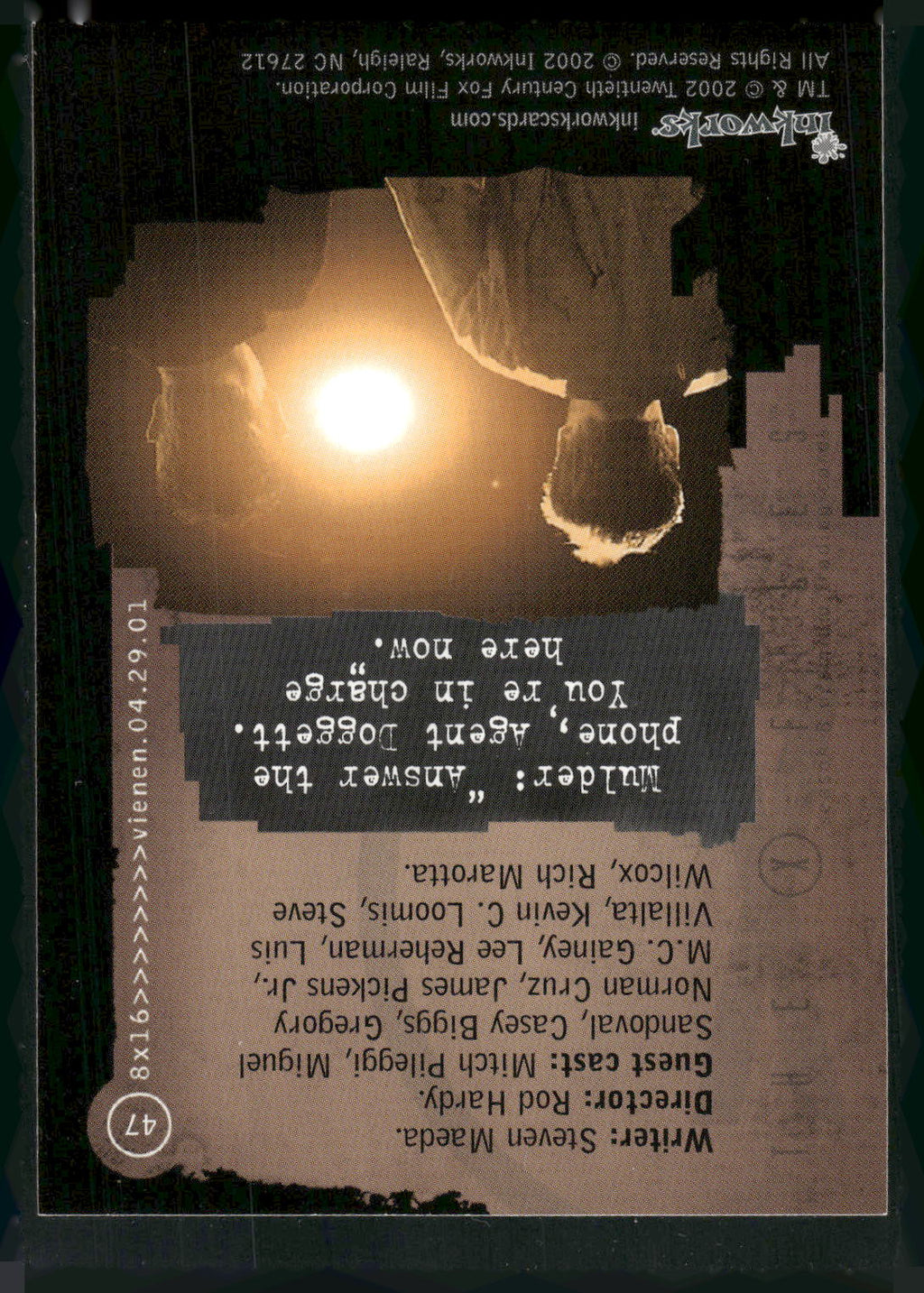 2002 Inkworks X-Files Season 8 #47 8x16 Vienen