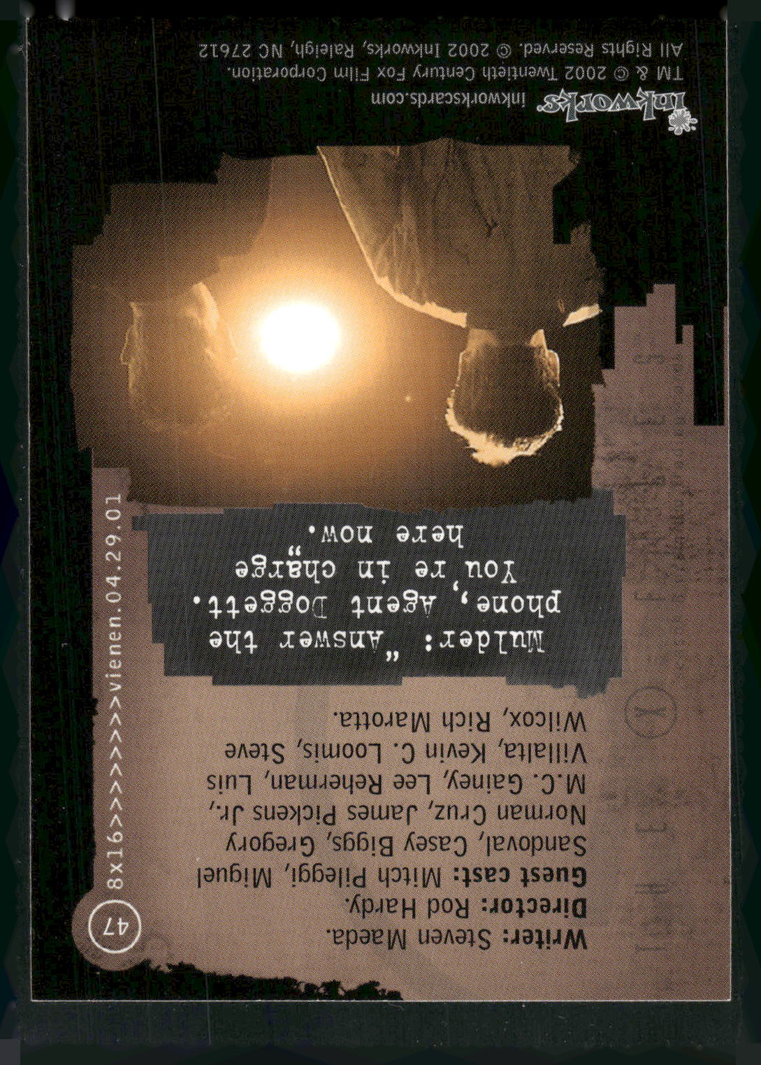 2002 Inkworks X-Files Season 8 #47 8x16 Vienen