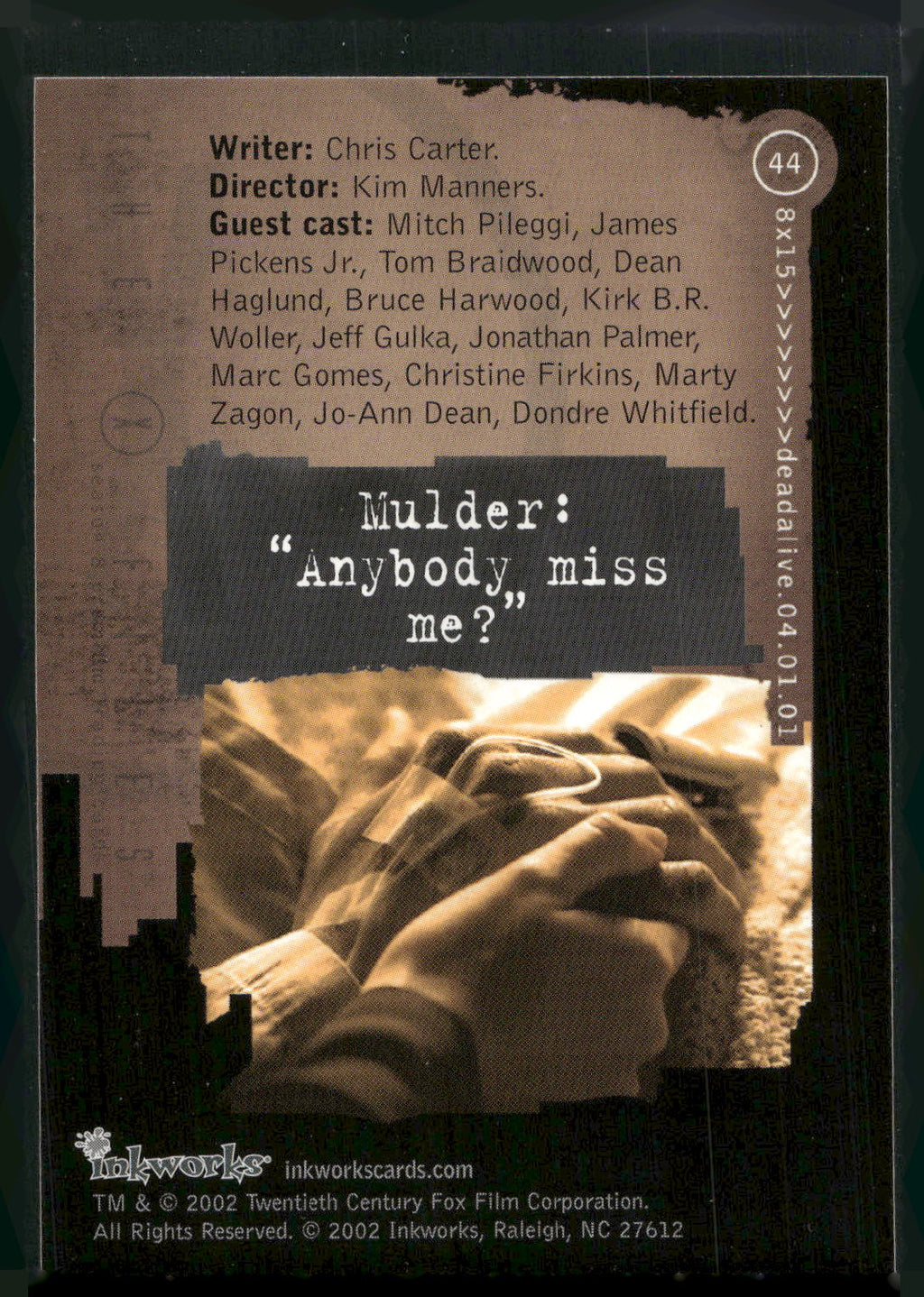 2002 Inkworks X-Files Season 8 #44 8x15 Deadalive