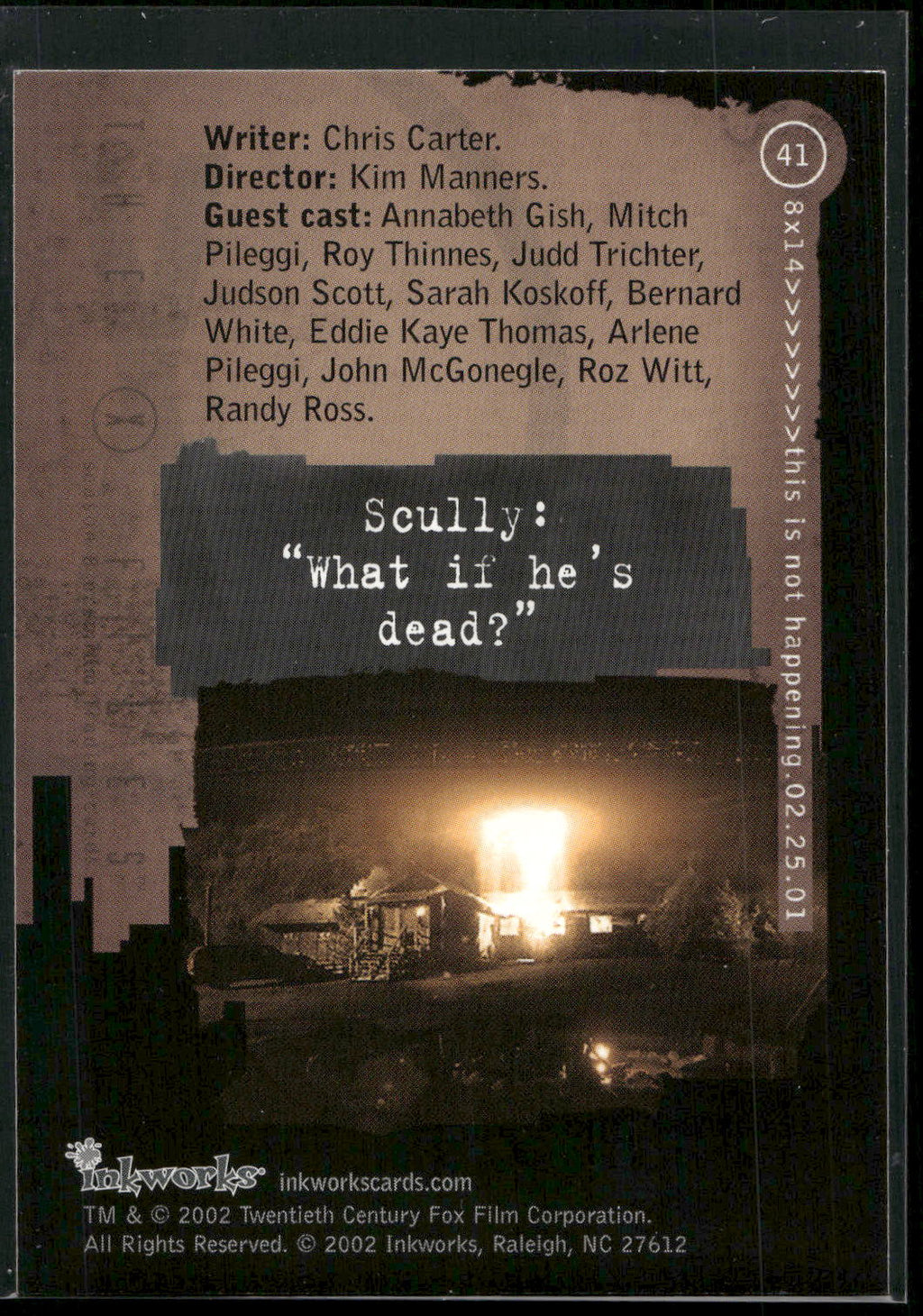 2002 Inkworks X-Files Season 8 #41 8x14 This Is Not Happening