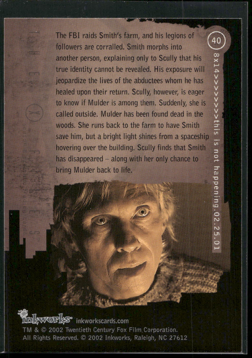 2002 Inkworks X-Files Season 8 #40 8x14 This Is Not Happening