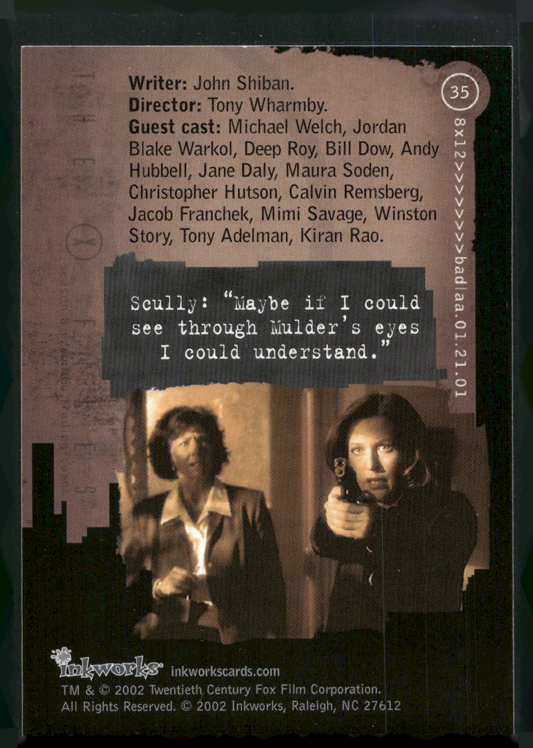 2002 Inkworks X-Files Season 8 #35 8x12 Badlaa