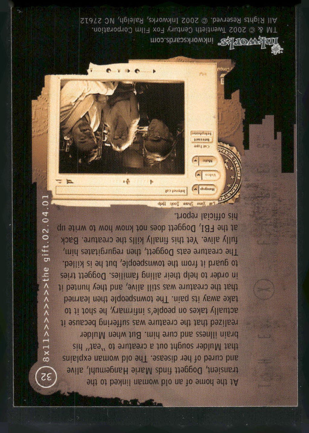 2002 Inkworks X-Files Season 8 #32 8x11 The Gift