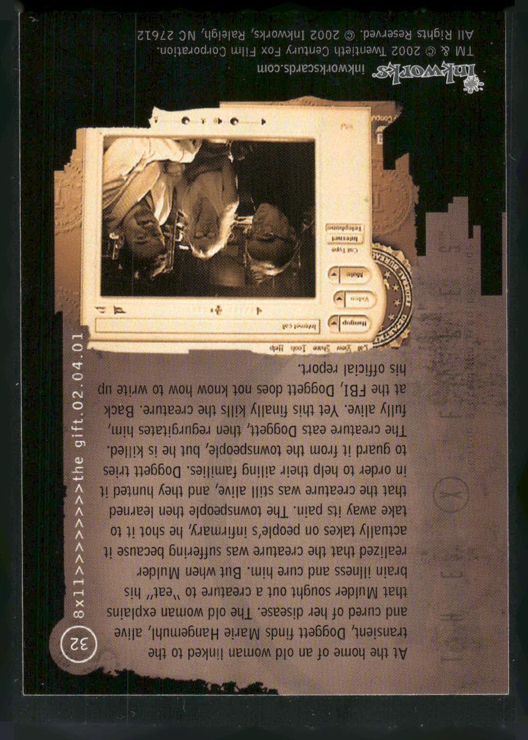 2002 Inkworks X-Files Season 8 #32 8x11 The Gift