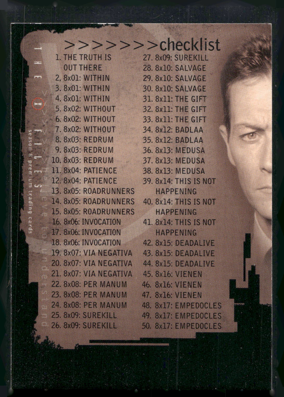 2002 Inkworks X-Files Season 8 #90 Checklist