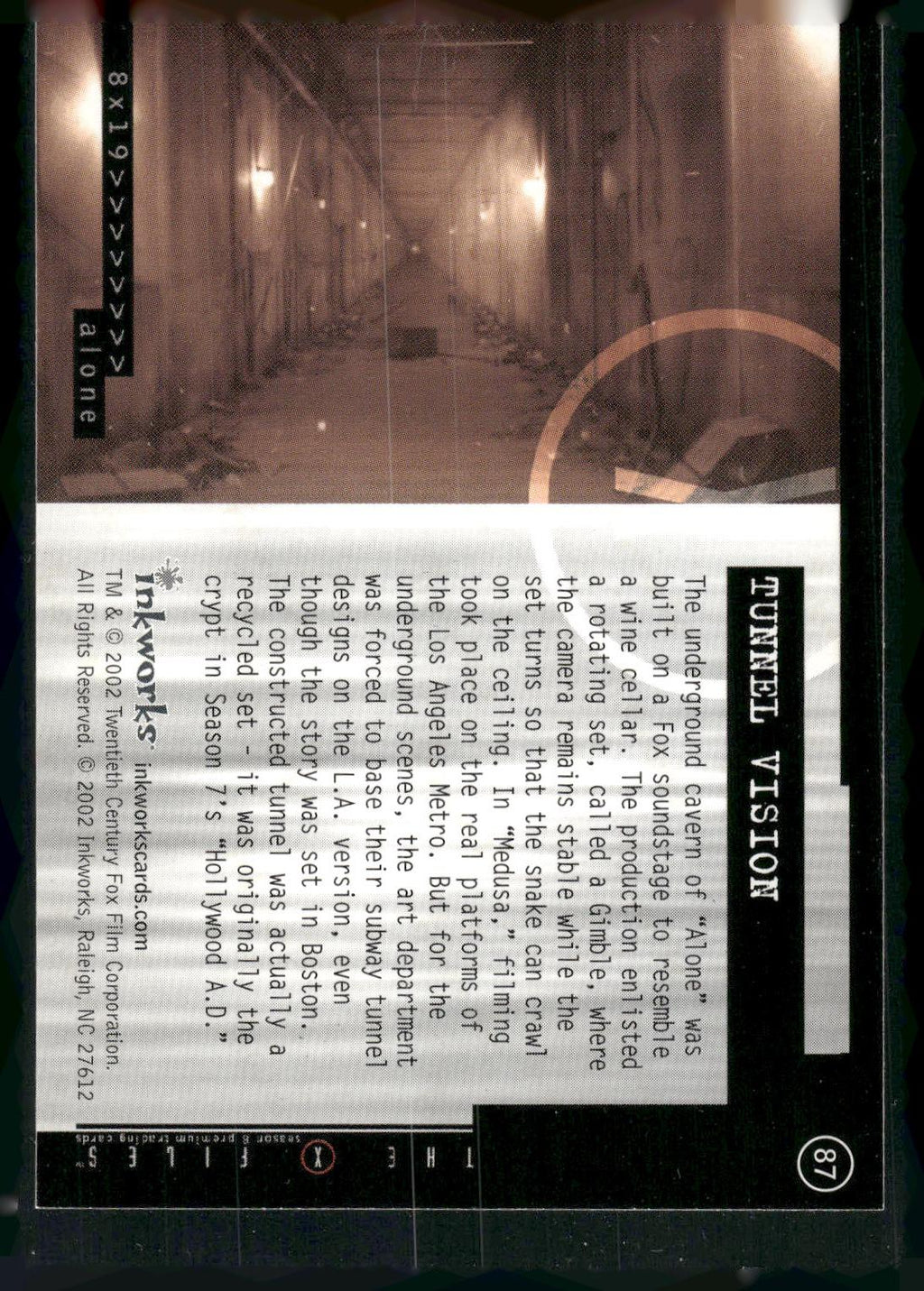 2002 Inkworks X-Files Season 8 #87 Tunnel Vision