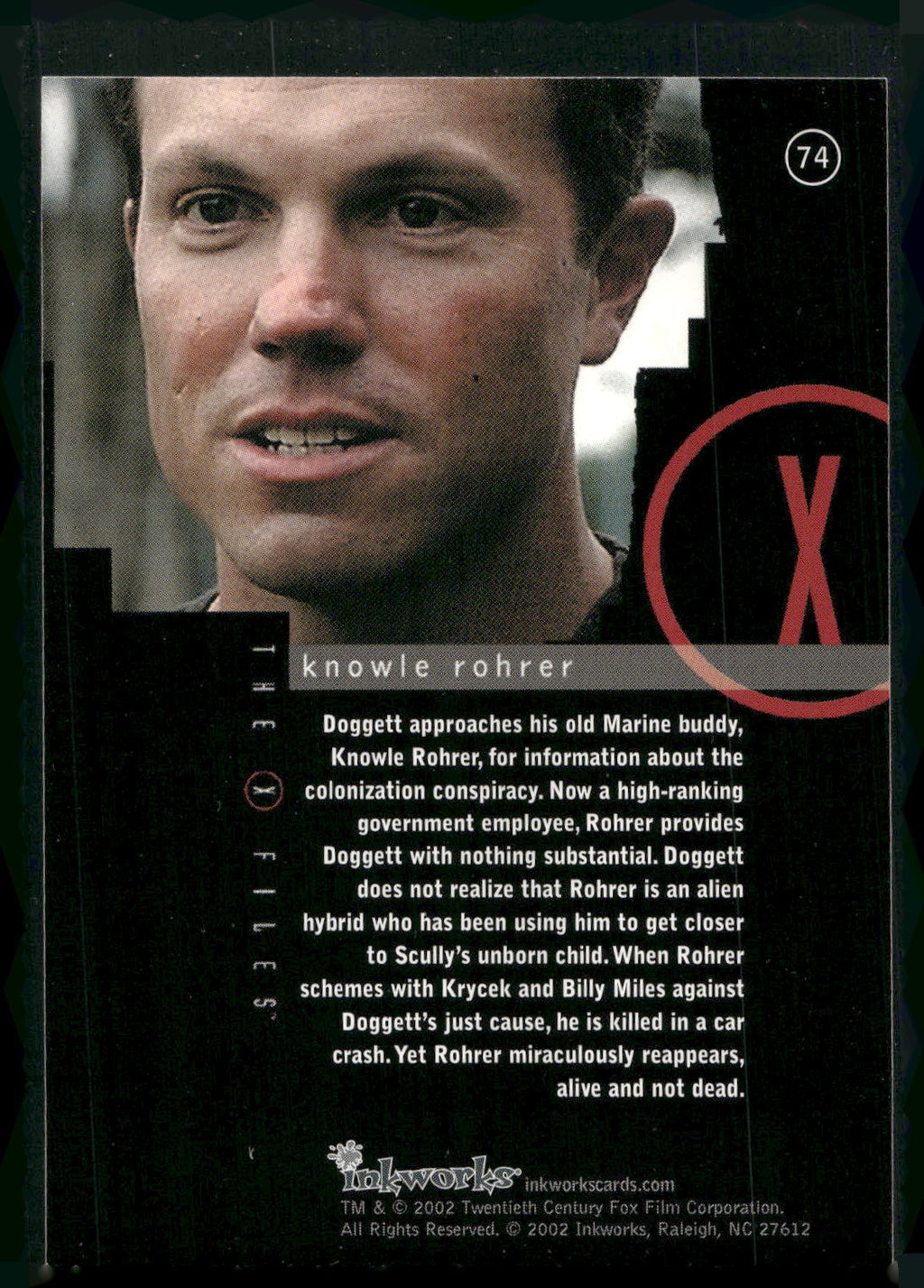 2002 Inkworks X-Files Season 8 #74 Knowle Rohrer