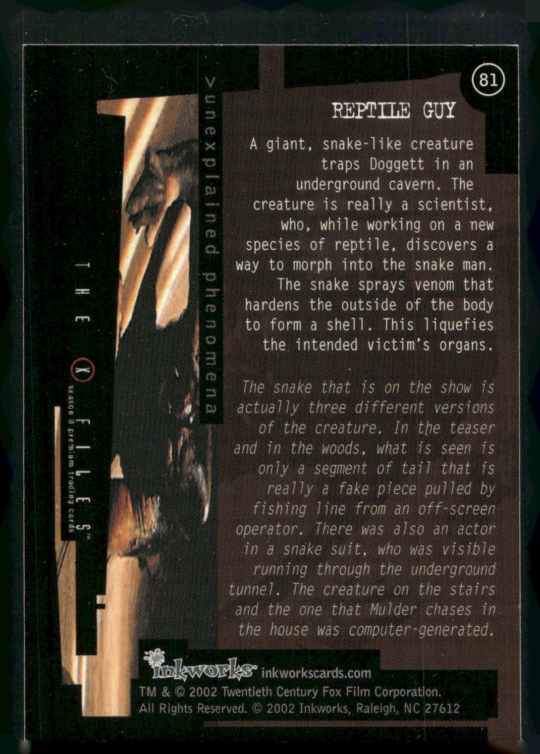2002 Inkworks X-Files Season 8 #81 Reptile Guy