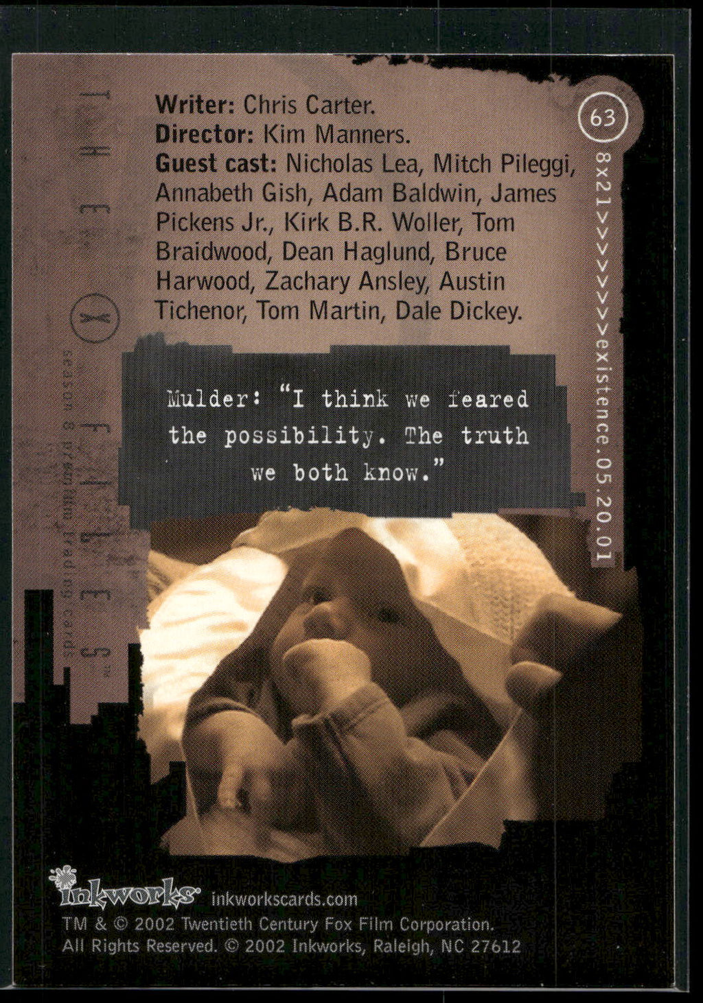 2002 Inkworks X-Files Season 8 #63 8x21 Existence