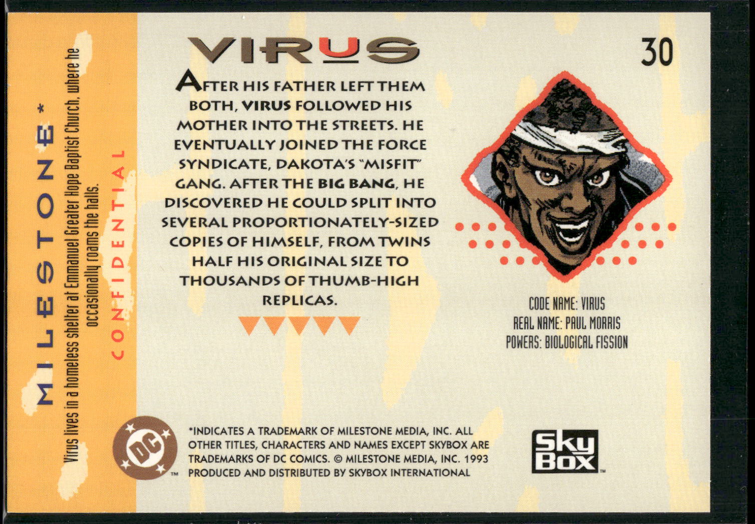 1993 SkyBox Milestone: The Dakota Universe #30 Virus