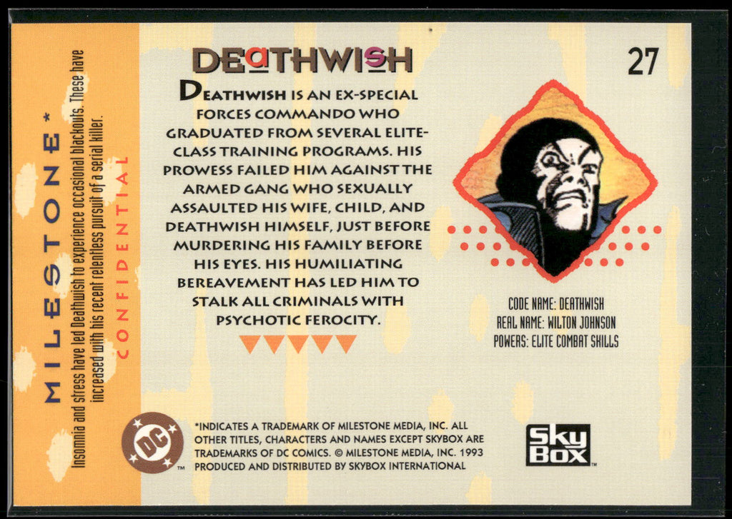 1993 SkyBox Milestone: The Dakota Universe #27 Deathwish