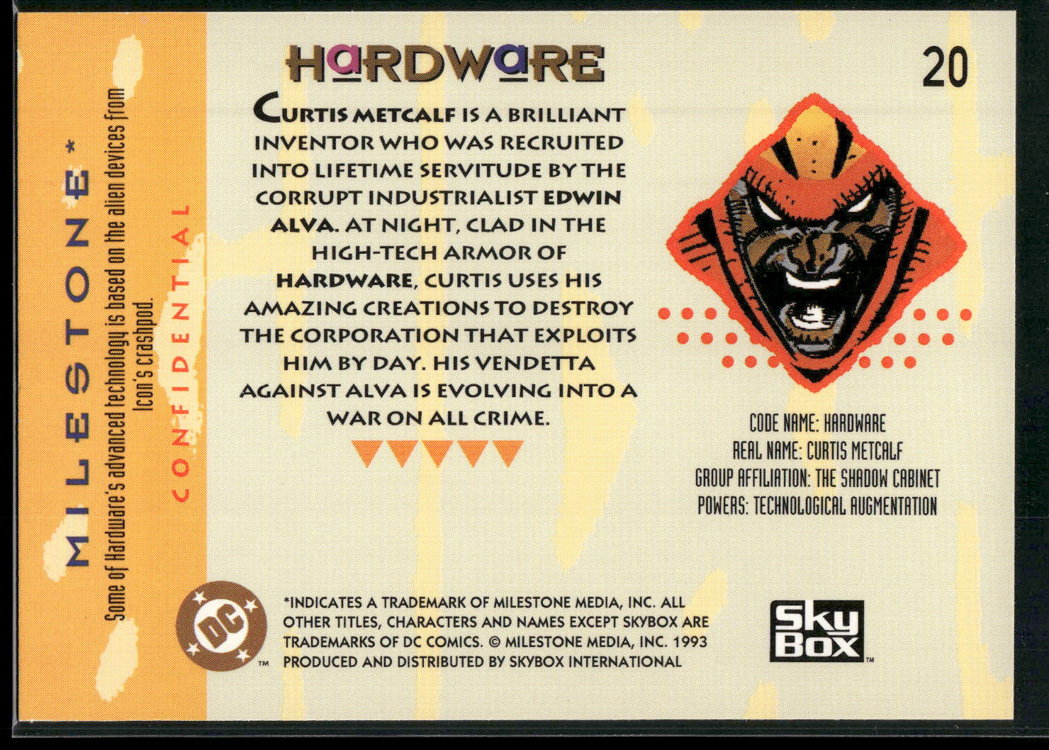 1993 SkyBox Milestone: The Dakota Universe #20 Hardware