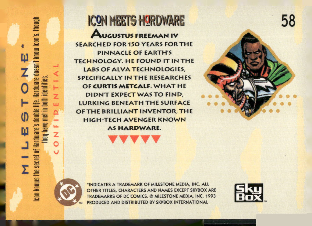 1993 SkyBox Milestone: The Dakota Universe #58 Icon Meets Hardware