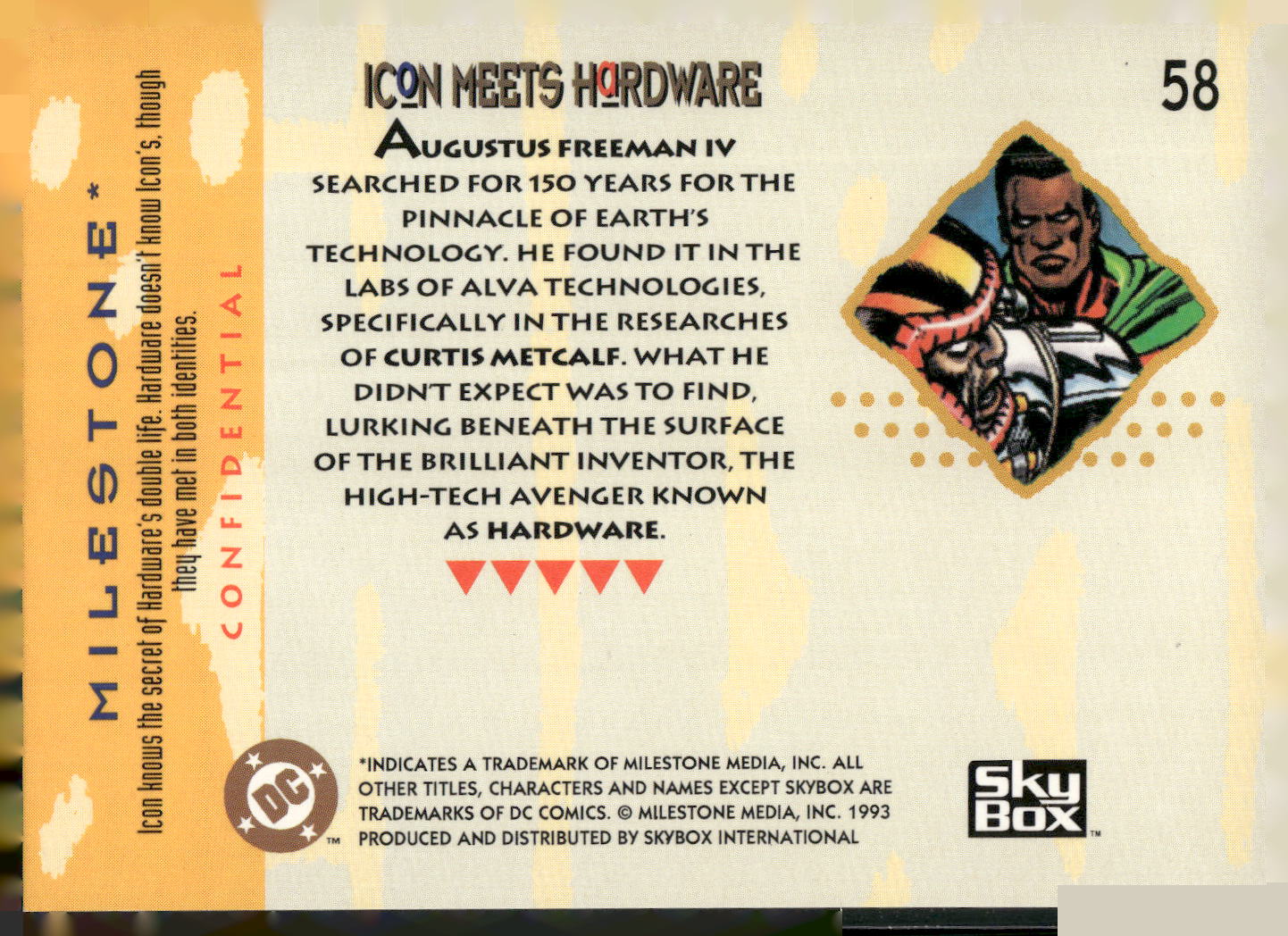 1993 SkyBox Milestone: The Dakota Universe #58 Icon Meets Hardware