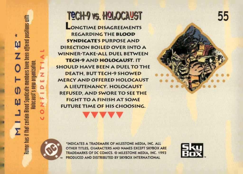 1993 SkyBox Milestone: The Dakota Universe #55 Tech-9 vs. Holocaust
